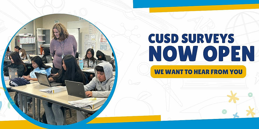 Banner photo announcing CUSD's annual survey