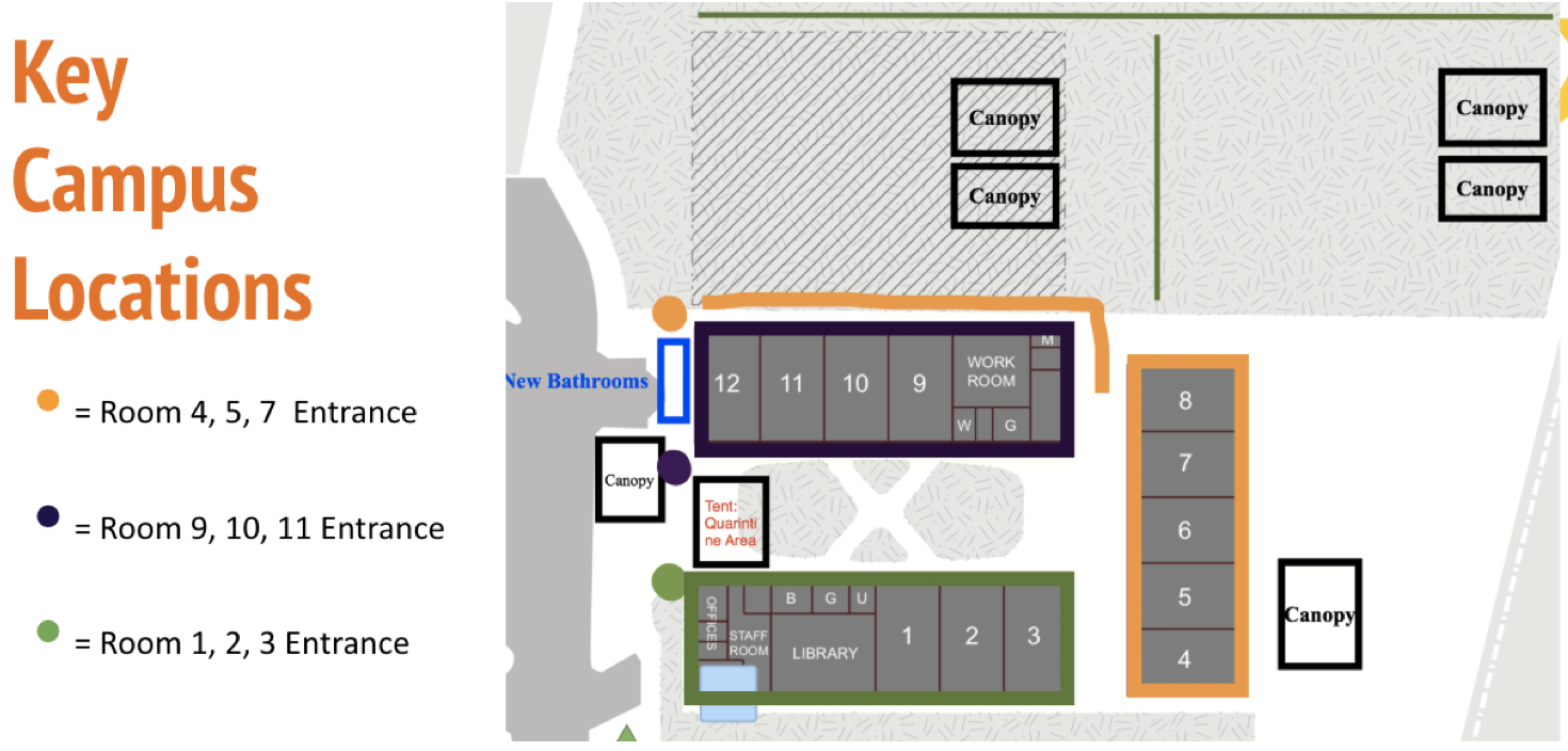 campus map with entry gates by grade